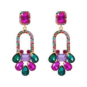 Fashion Glass Diamond Flower Earrings